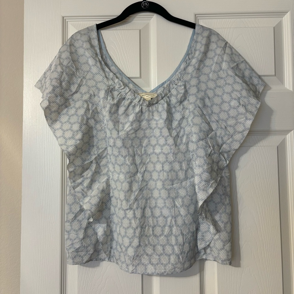 Moulinette Soeurs Anthropologie 100% Silk ruffled sleeveless top size 6